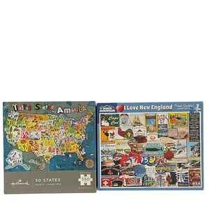 Hallmark White Mountain Set‎ of 2 Map US/ New England Puzzles